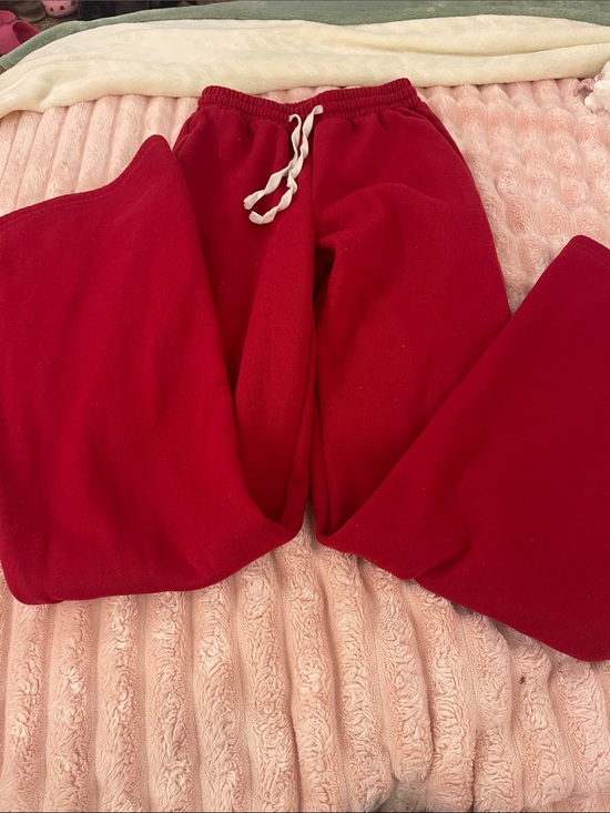 Pants - Kids Red Fleece Sweatpants with Drawstring